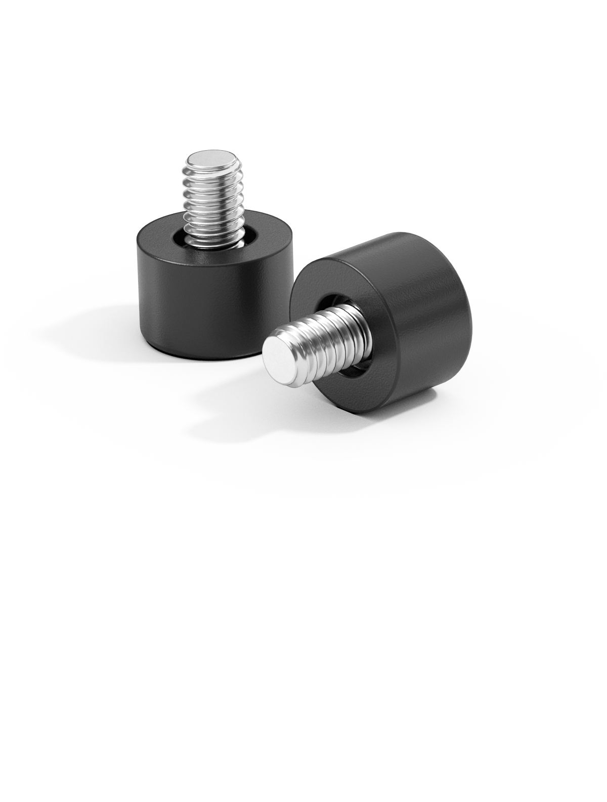 Stop screws with bumper for guide rail endings